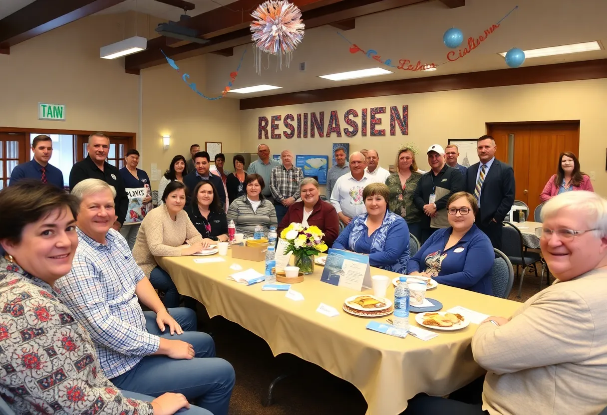 Employees at a breakfast event honoring storm responders in Buncombe County.