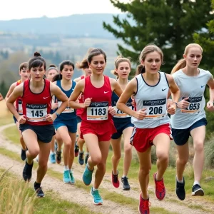 College athletes competing in a cross country event