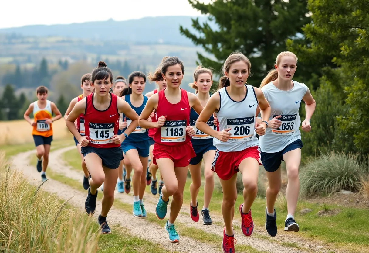 College athletes competing in a cross country event