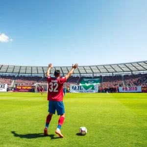 Fans celebrating UNC Asheville men's soccer victory