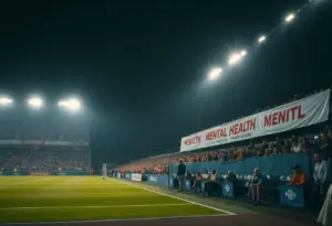 UNC Asheville Men's Soccer team playing against Cal under the lights.