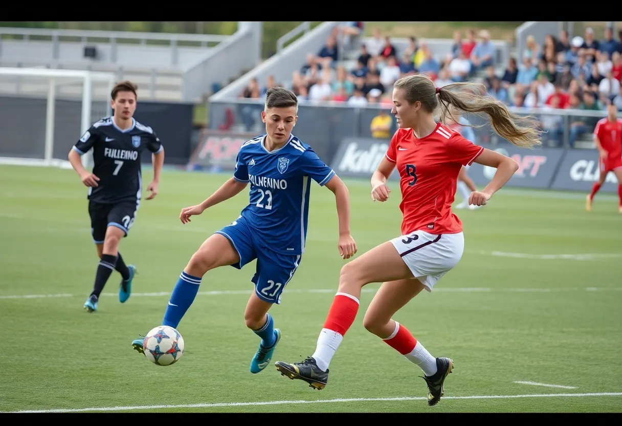UNC Asheville men's soccer team celebrating a goal