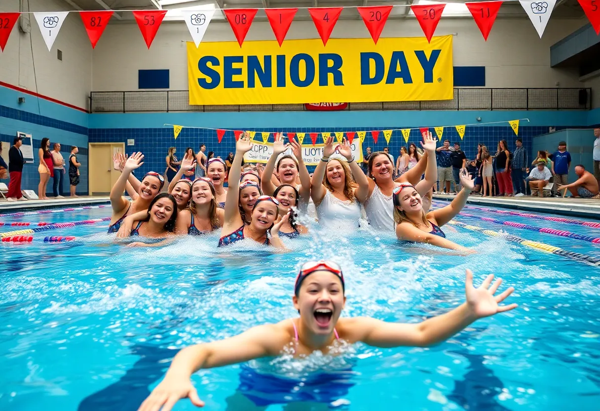 UNC Asheville swimming and diving team on Senior Day