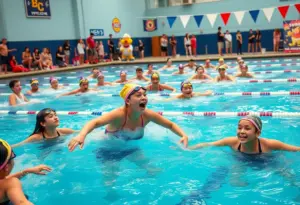 UNC Asheville swimming and diving team training