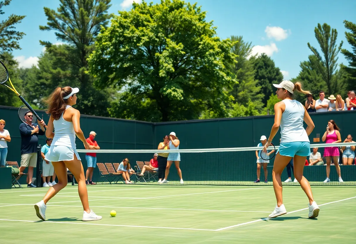 Women playing tennis during the Emily McNall Classic in Asheville, NC