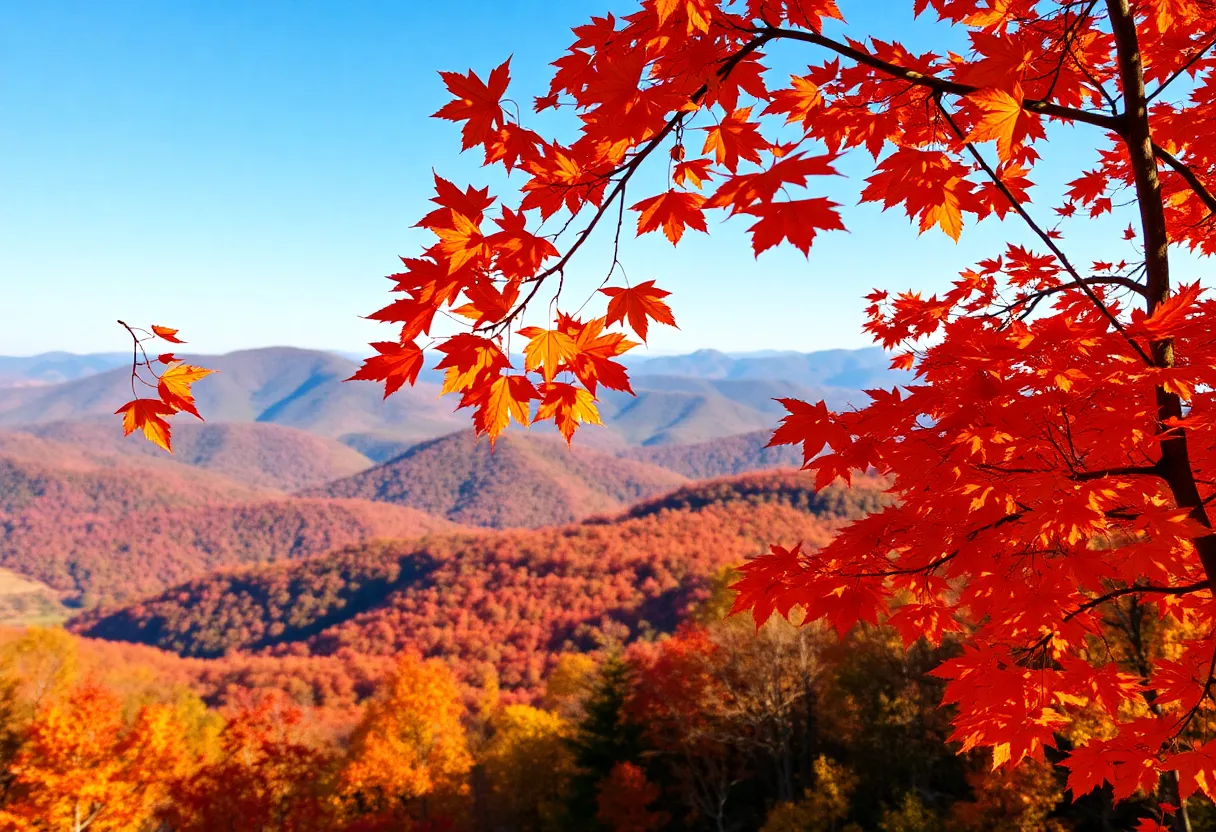 Vibrant autumn foliage in the mountains of Western North Carolina.