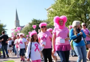 Participants celebrating at the Making Strides Against Breast Cancer event in Asheville