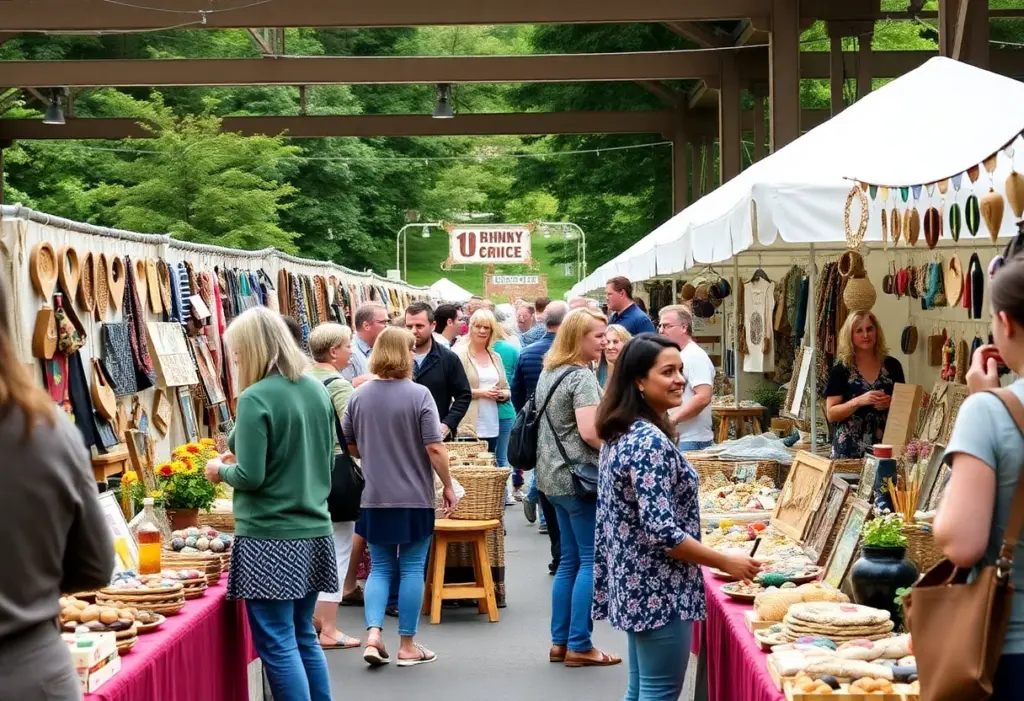 Artisans showcasing their crafts at the Asheville Craft Fair.
