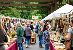 Artisans showcasing their crafts at the Asheville Craft Fair.