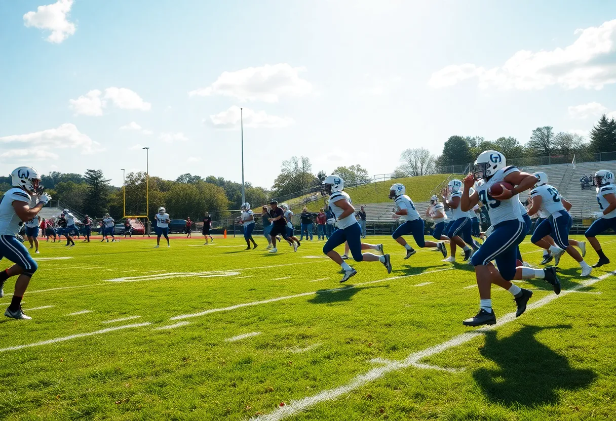 Players in action during a high school football game in Asheville.