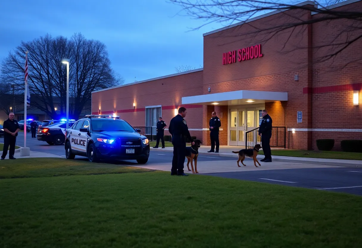 Police presence during the lockdown at Asheville High School