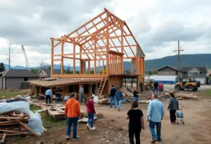 Community members participating in recovery efforts after Hurricane Helene