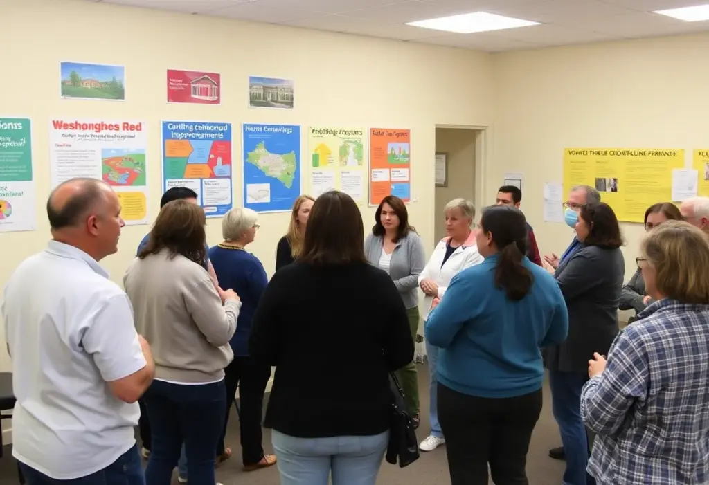 Community members participating in a workshop about Neighborhood Matching Grants in Asheville.
