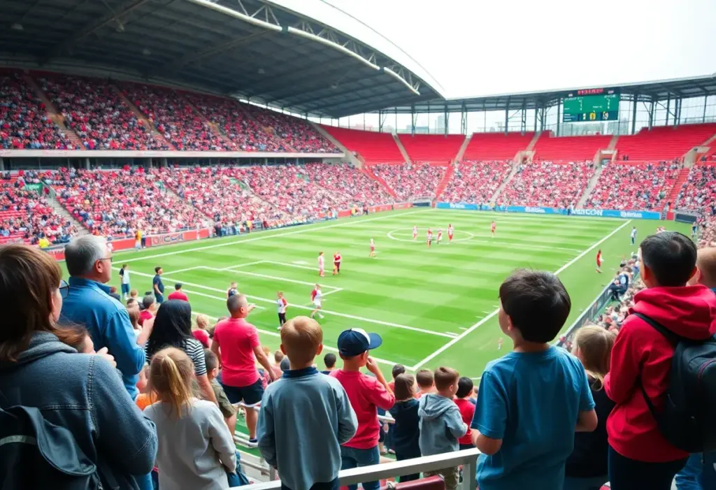 Families enjoying a youth football game in Asheville