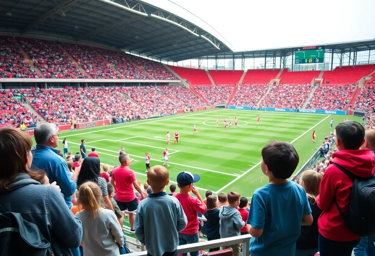Families enjoying a youth football game in Asheville
