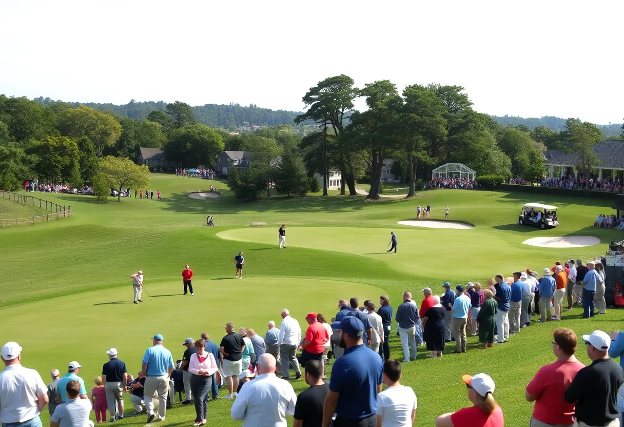 Asheville women's golf team in action at a tournament