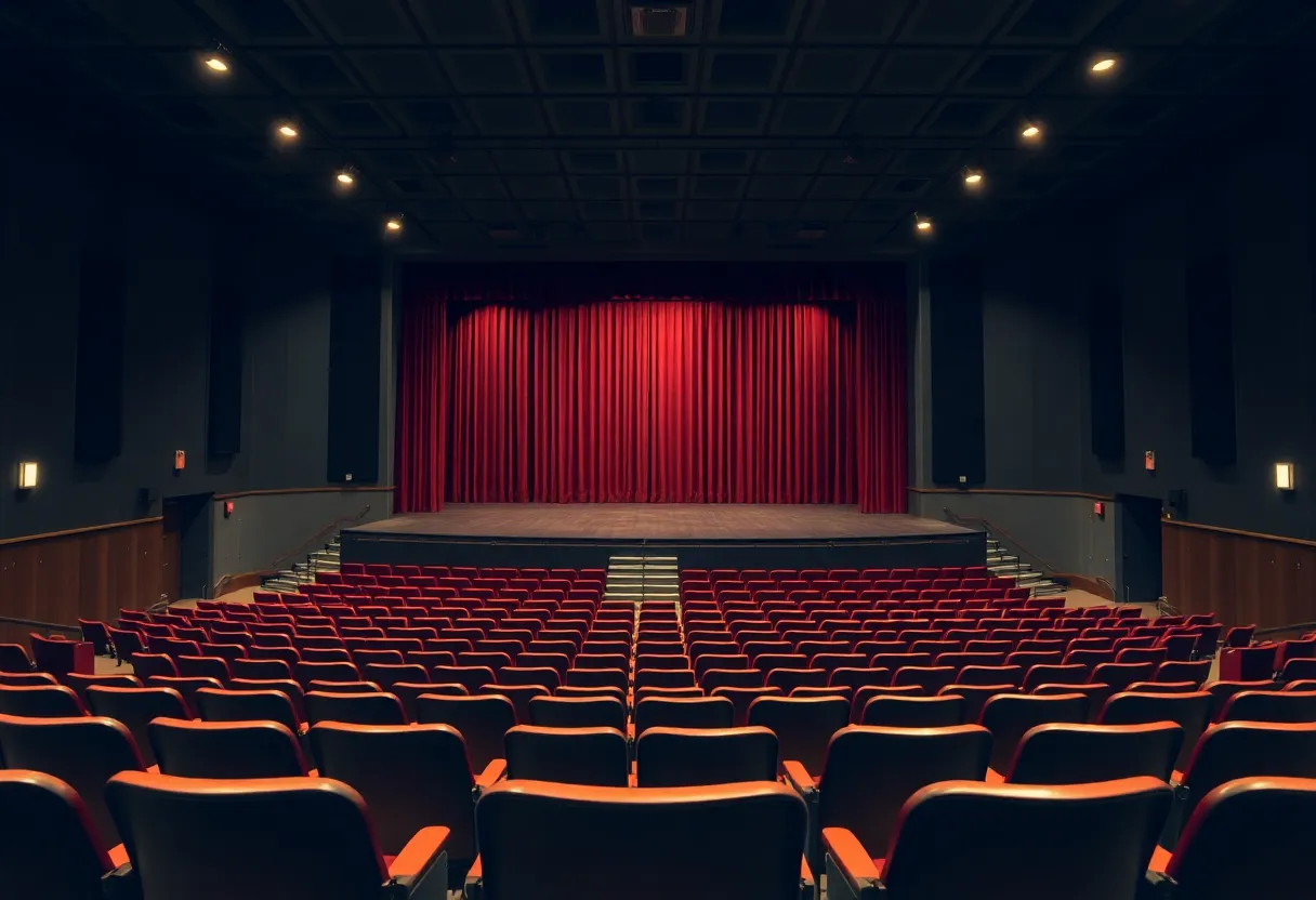 Empty auditorium for canceled Marine Band performance at Asheville High School