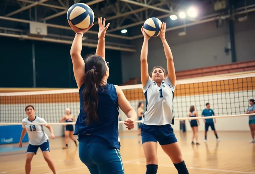 Players from Grace Christian High School during a volleyball match