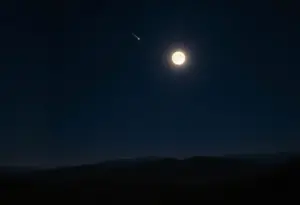 Bright Harvest Supermoon illuminating Asheville's night sky.