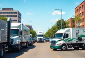 Electric vehicles and natural gas trucks in North Carolina promoting air quality.