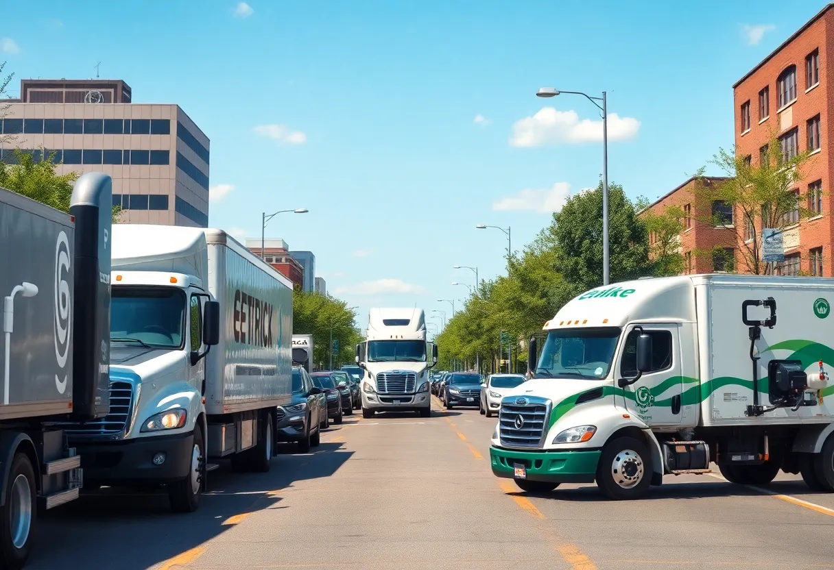 Electric vehicles and natural gas trucks in North Carolina promoting air quality.