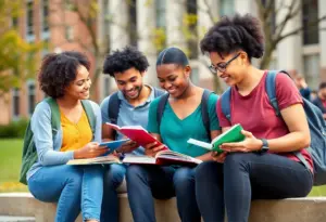 Diverse group of students studying together at UNC Asheville