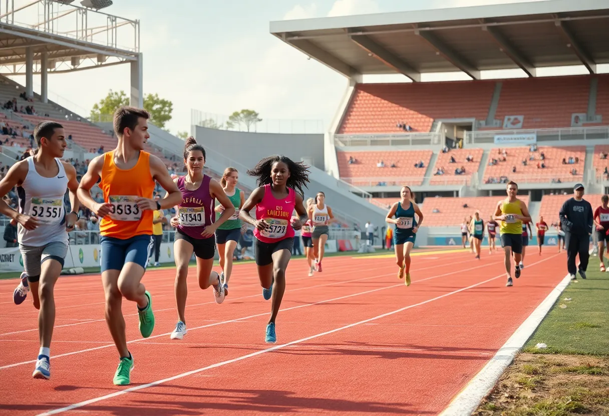 Track and Field athletes competing at a university event.