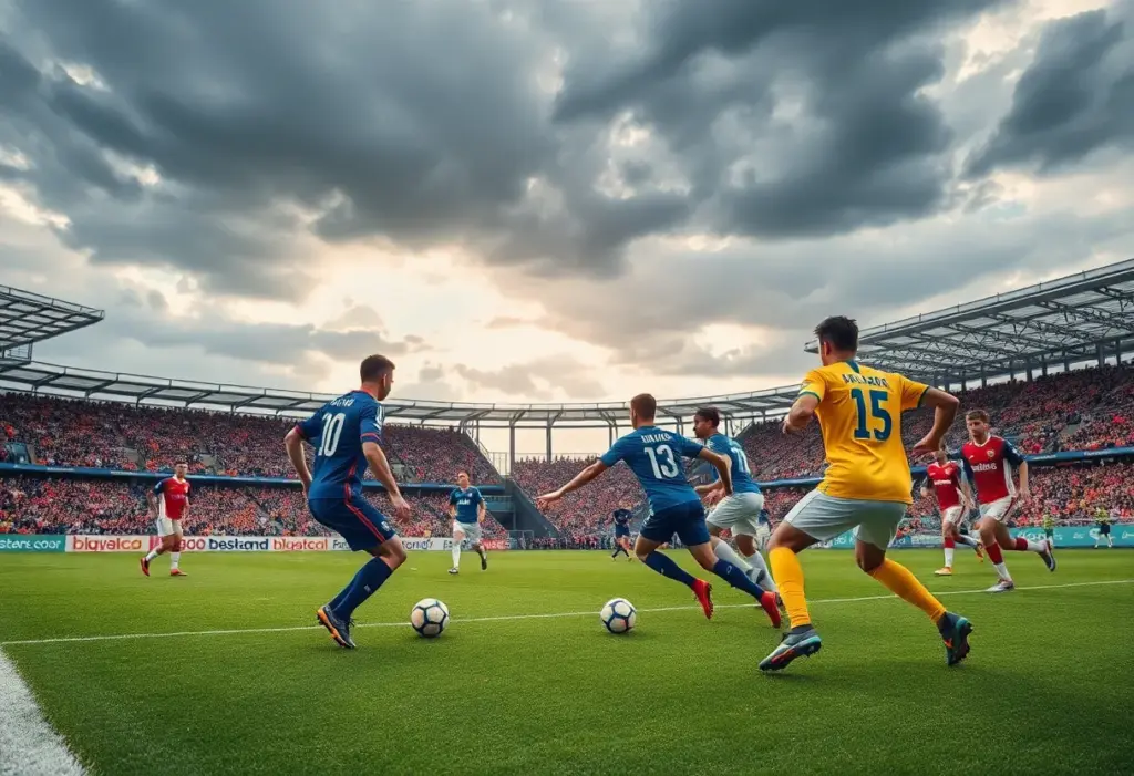 Soccer players from UNC Asheville and Furman in action during a match.