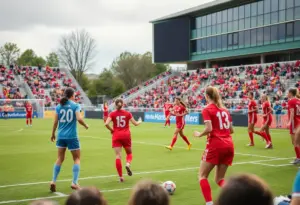 UNC Asheville Women's Soccer team playing a match