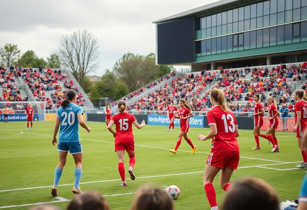 UNC Asheville Women's Soccer team playing a match