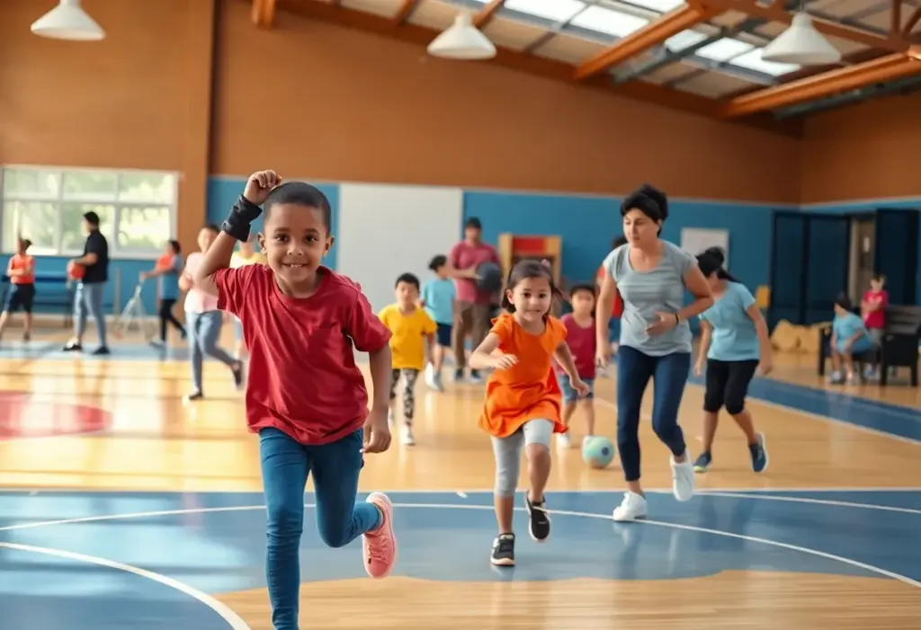 Families participating in community programs at YMCA
