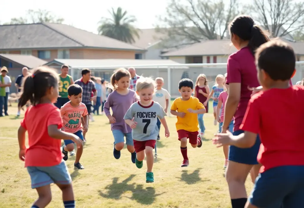 Youth football players in action at event