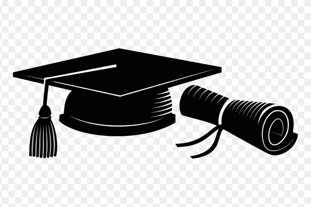 Graduation cap and diploma illustration