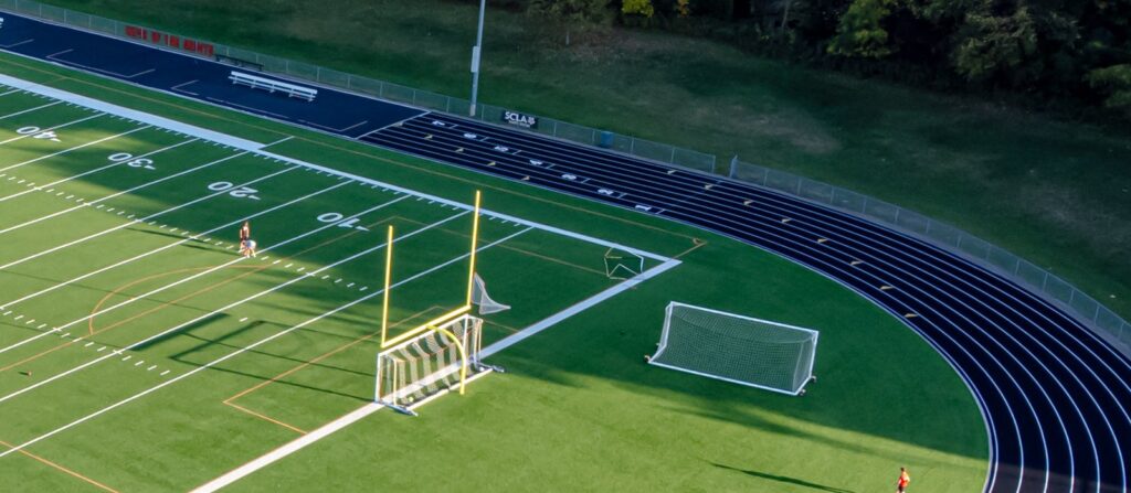 Football field yard lines and goal post